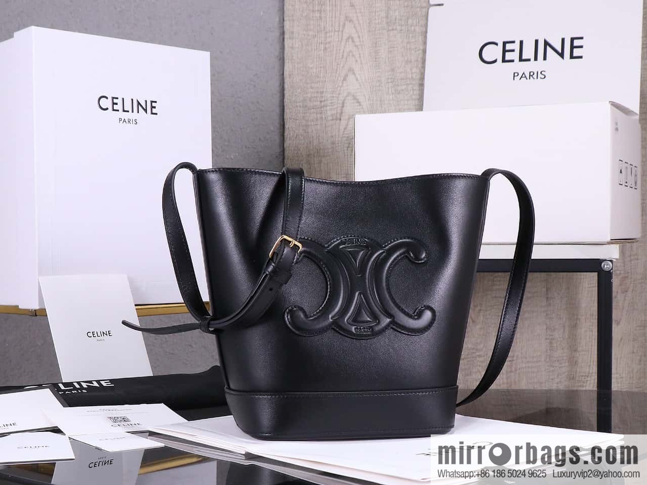 [Premium quality, all steel hardware] eline CUIR TRIOMPHE leather bucket bag model: CL198243