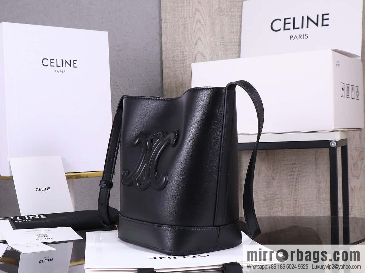 [Premium quality, all steel hardware] eline CUIR TRIOMPHE leather bucket bag model: CL198243