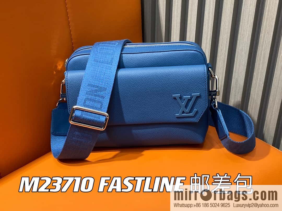 [Original order boutique] M23710 dark blue, full leather men's bag messenger bag series, new FASTLINE messenger bag in autumn and winter