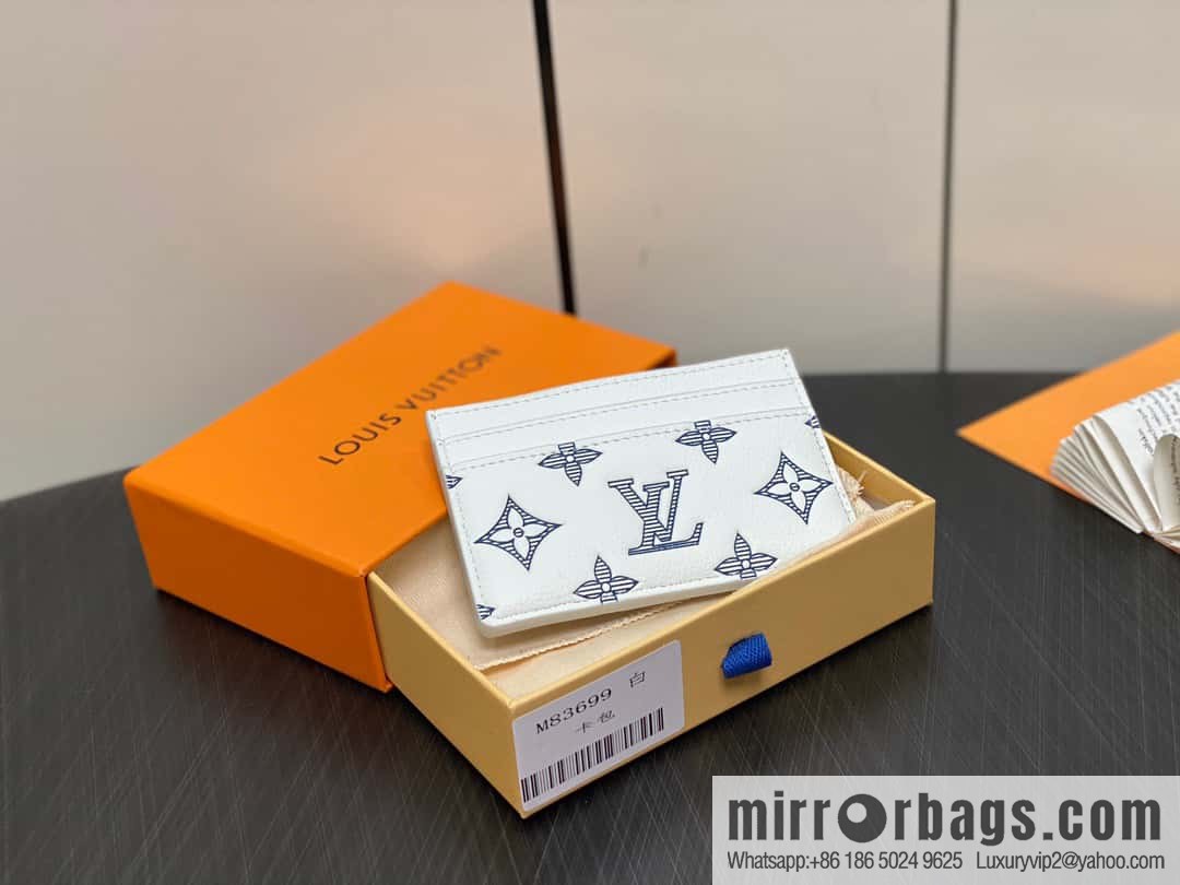 [Original order boutique] M83699 white silk screen, full leather card holder wallet series PORTE CARTES DOUBLE card holder
