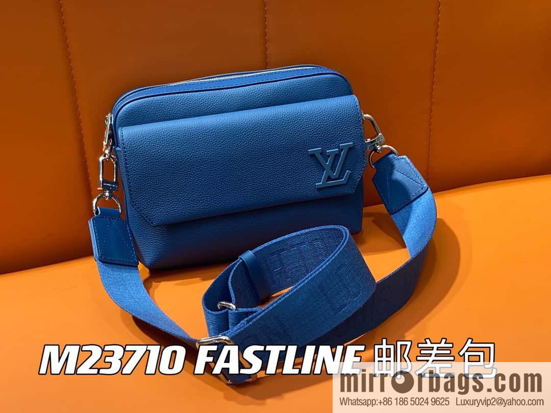 [Original order boutique] M23710 dark blue, full leather men's bag messenger bag series, new FASTLINE messenger bag in autumn and winter
