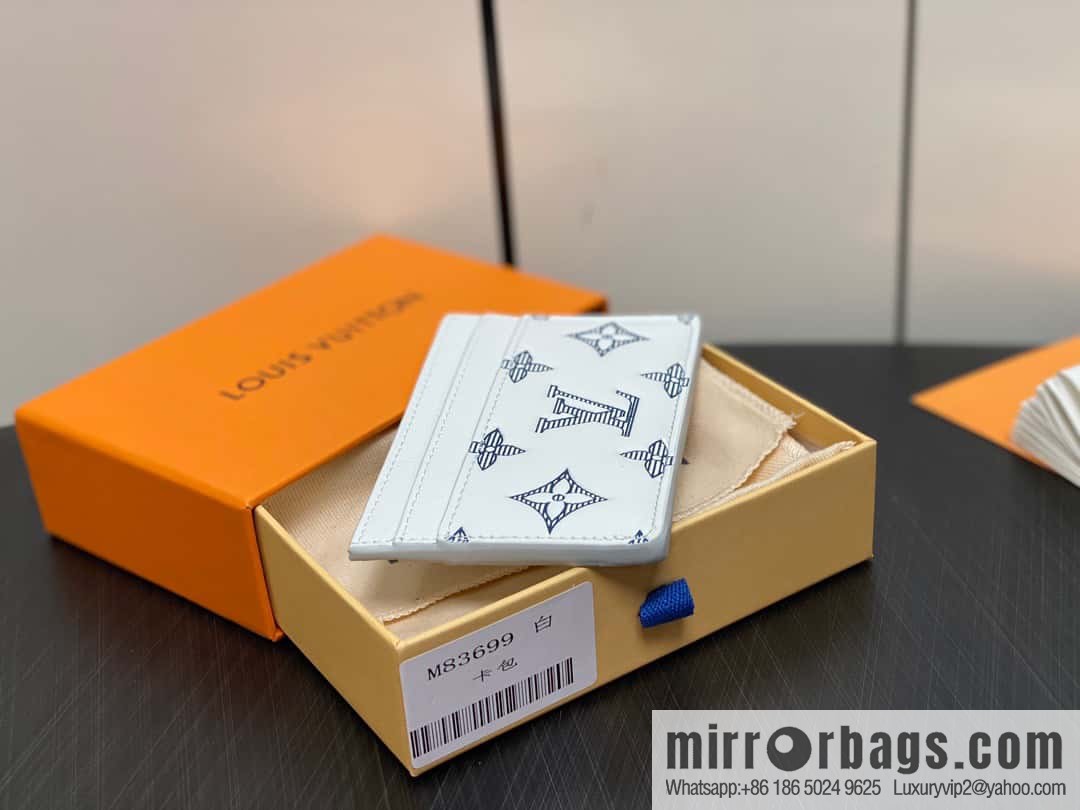 [Original order boutique] M83699 white silk screen, full leather card holder wallet series PORTE CARTES DOUBLE card holder