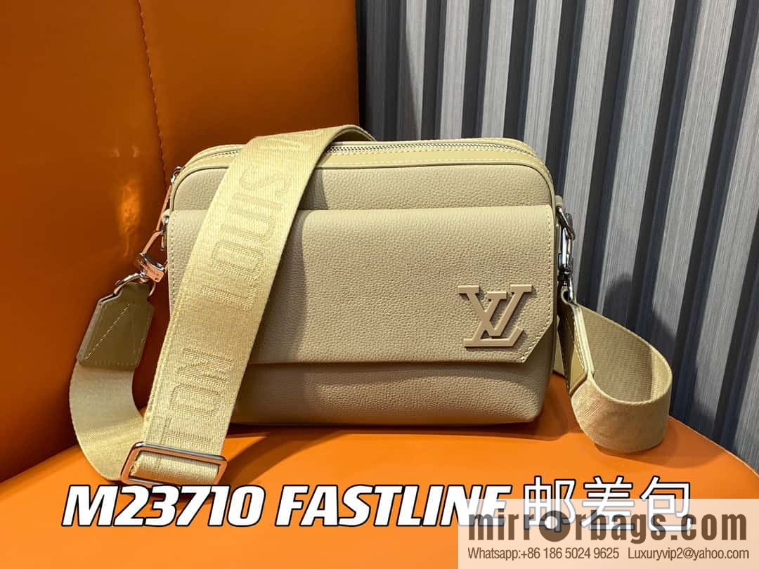 [Original order boutique] M23710 apricot, full leather men's bag messenger bag series, new FASTLINE messenger bag in autumn and winter