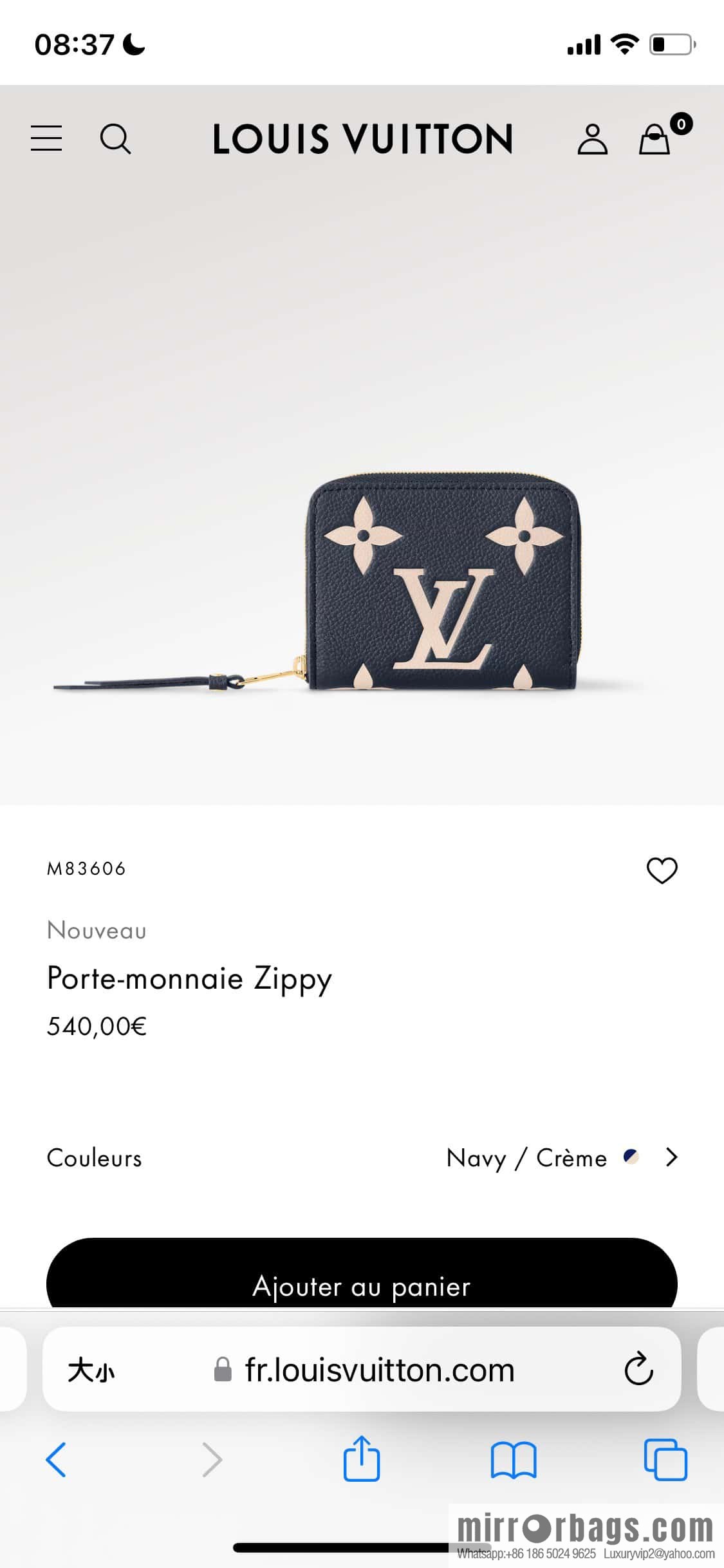 [Original single boutique] M83606 navy blue silk screen zipper zero wallet wallet series Zippy zipper zero wallet