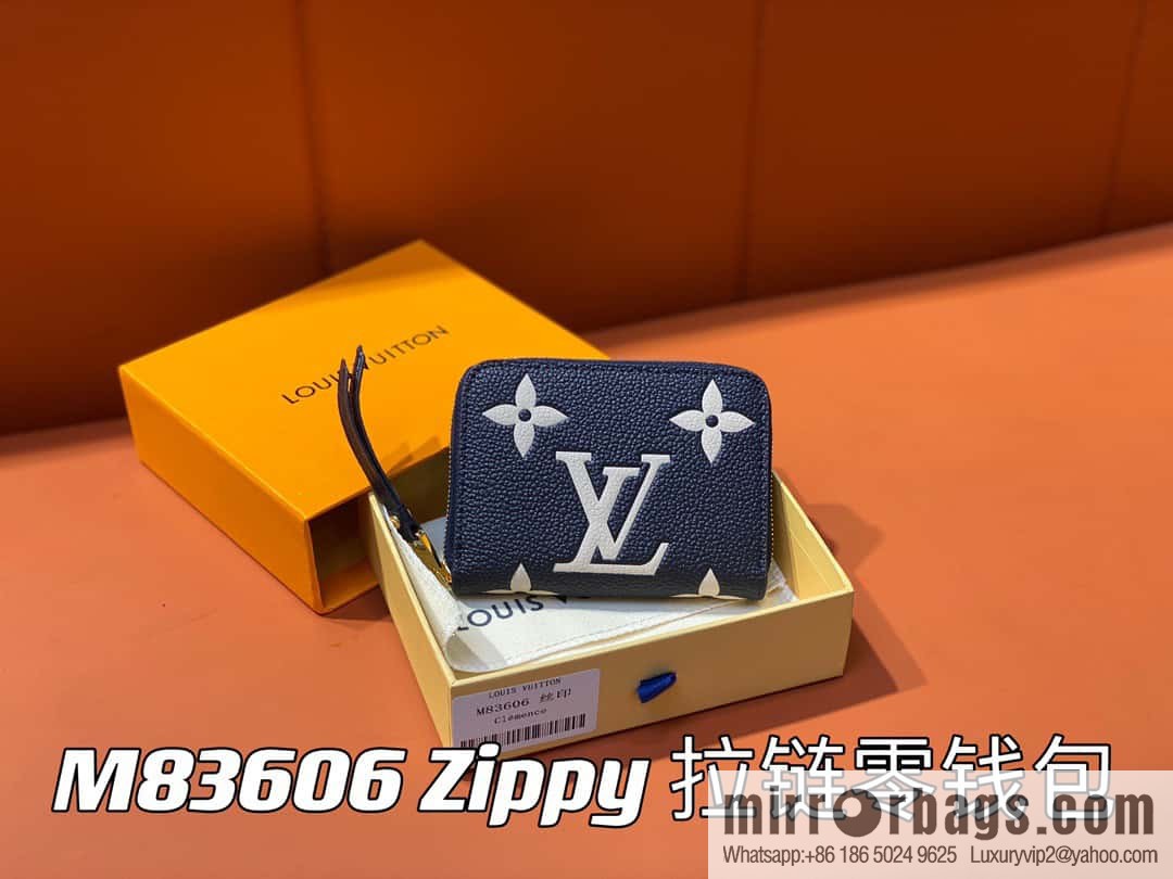 [Original single boutique] M83606 navy blue silk screen zipper zero wallet wallet series Zippy zipper zero wallet