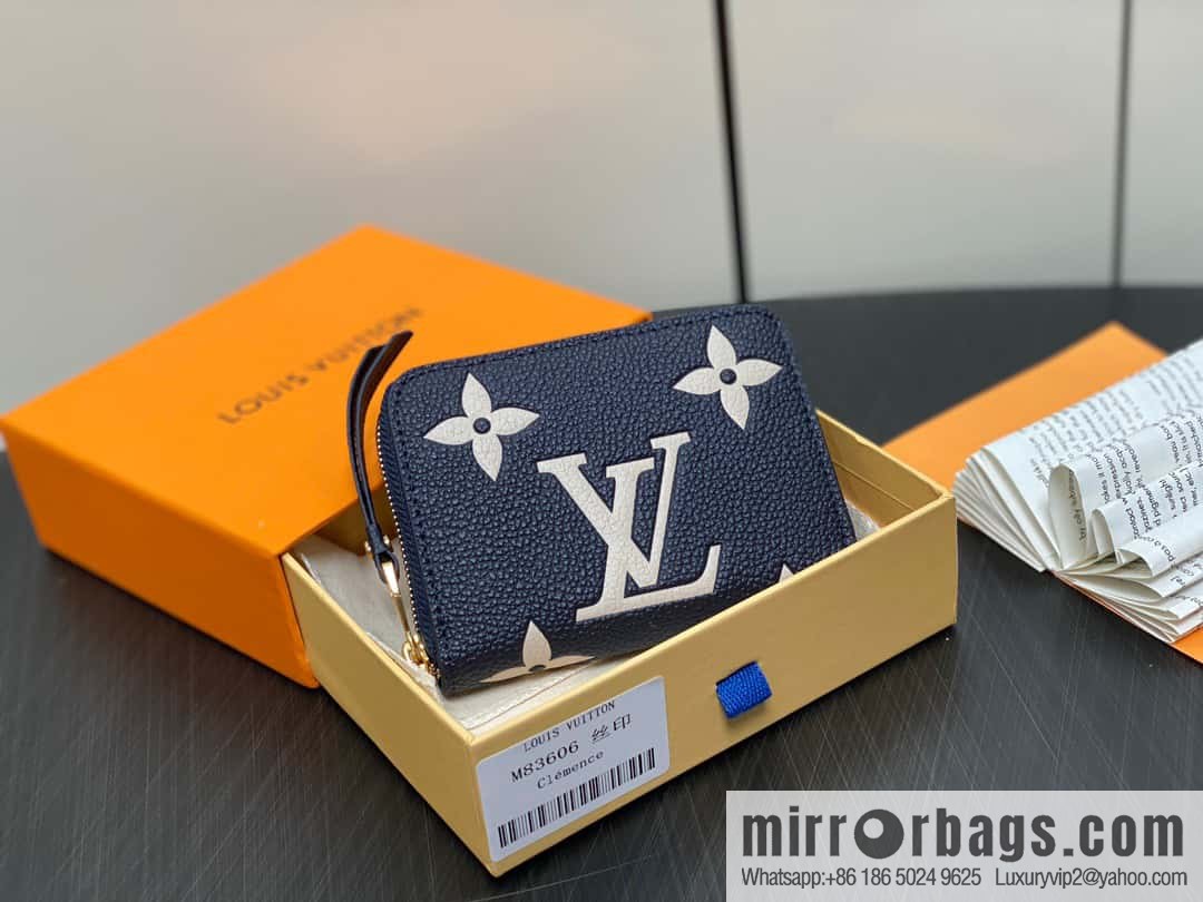 [Original single boutique] M83606 navy blue silk screen zipper zero wallet wallet series Zippy zipper zero wallet