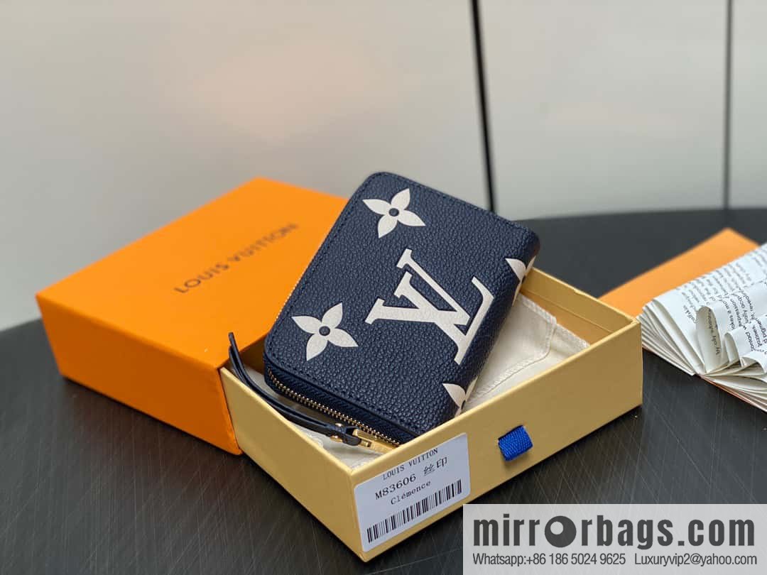 [Original single boutique] M83606 navy blue silk screen zipper zero wallet wallet series Zippy zipper zero wallet