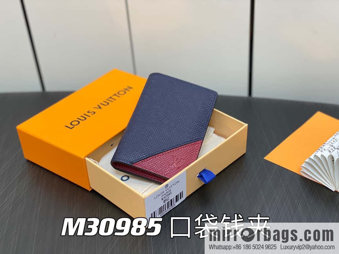 [Original single boutique] M30985 jujube red, full leather card holder wallet series, pocket wallet