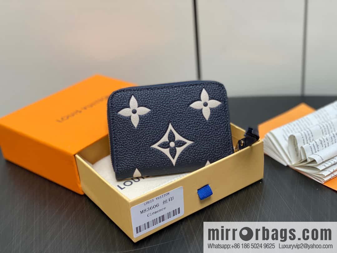 [Original single boutique] M83606 navy blue silk screen zipper zero wallet wallet series Zippy zipper zero wallet