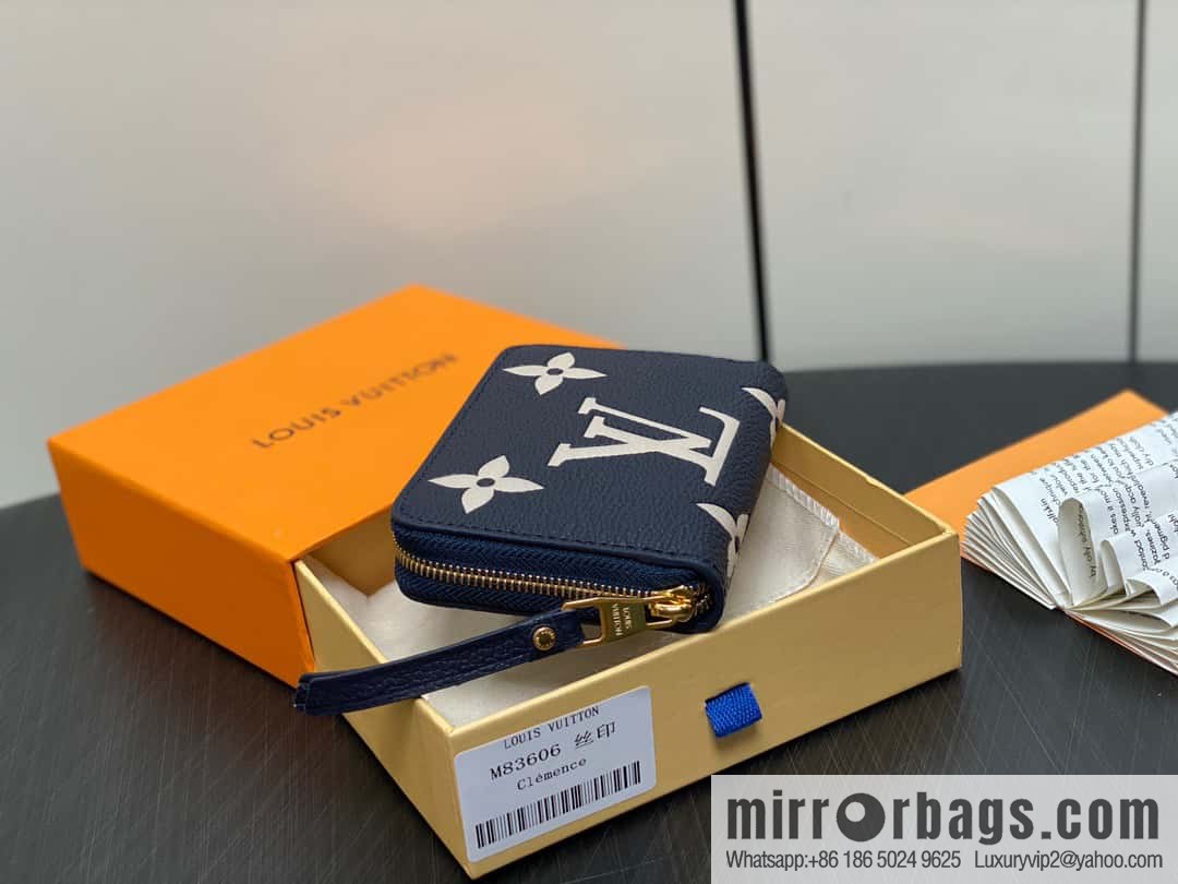 [Original single boutique] M83606 navy blue silk screen zipper zero wallet wallet series Zippy zipper zero wallet