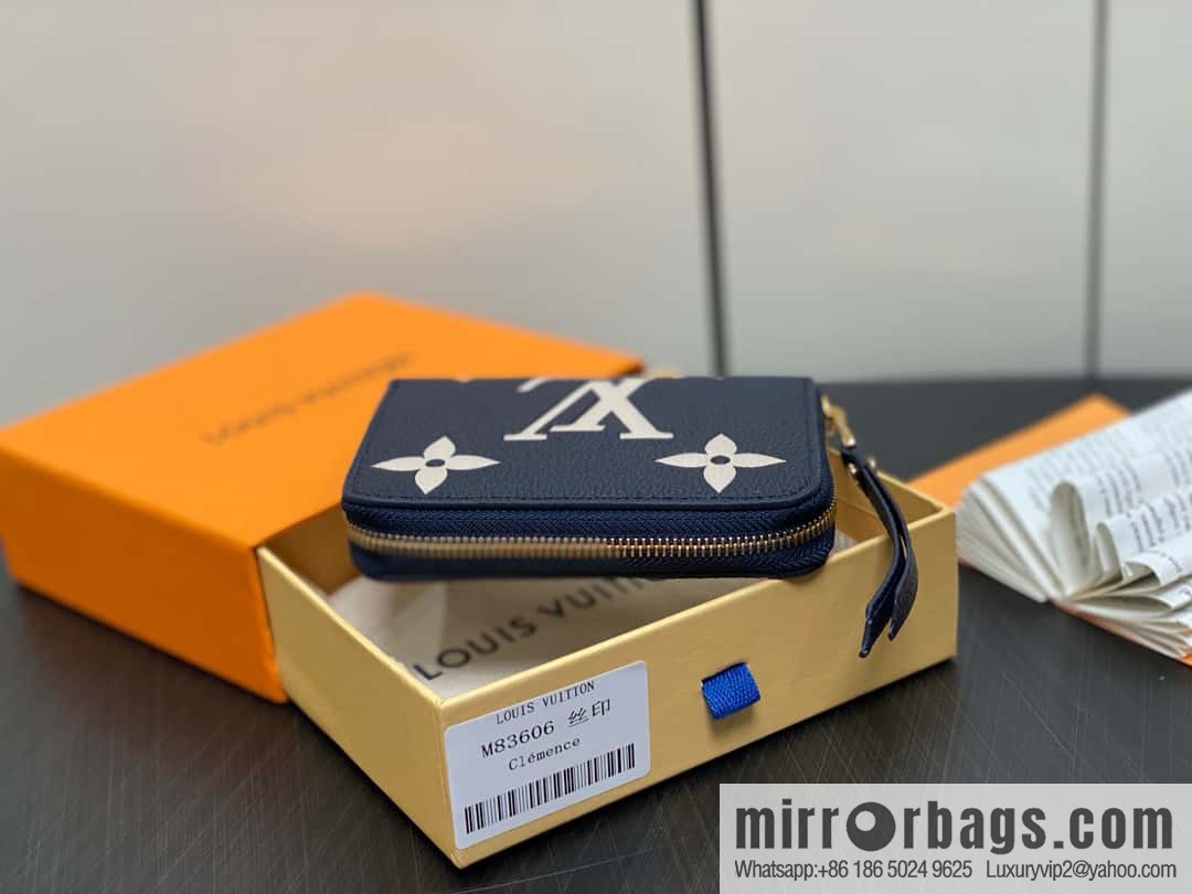 [Original single boutique] M83606 navy blue silk screen zipper zero wallet wallet series Zippy zipper zero wallet