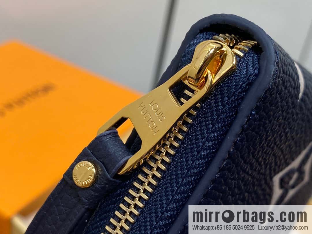 [Original single boutique] M83606 navy blue silk screen zipper zero wallet wallet series Zippy zipper zero wallet