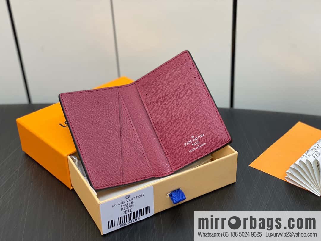 [Original single boutique] M30985 jujube red, full leather card holder wallet series, pocket wallet