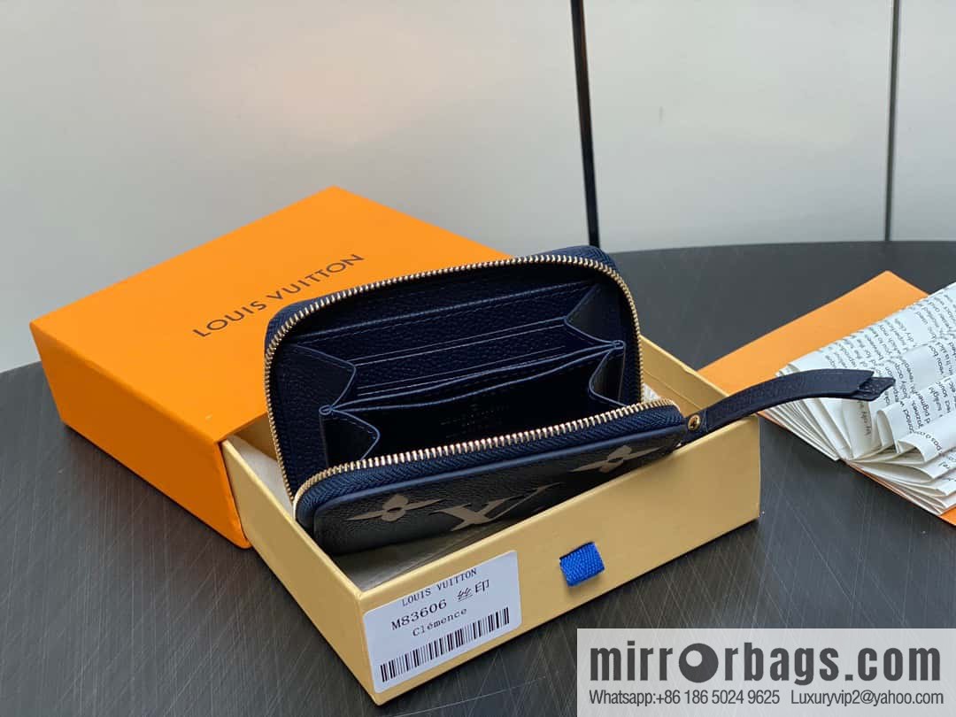 [Original single boutique] M83606 navy blue silk screen zipper zero wallet wallet series Zippy zipper zero wallet