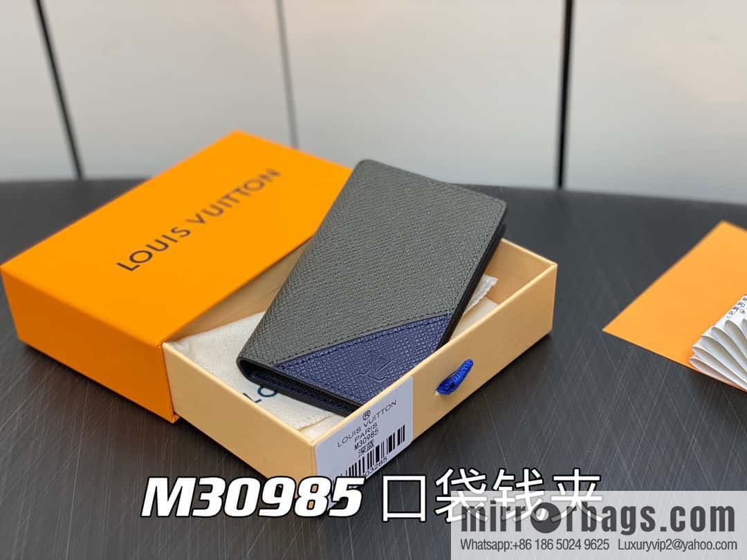 [Original single boutique] M30985 dark blue, full leather card holder wallet series, pocket wallet