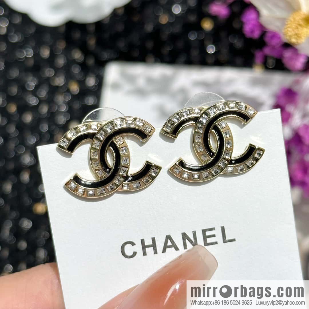 ☀️New ☑️ Chanel C1 double c oil drop square diamond stud earrings ☀️