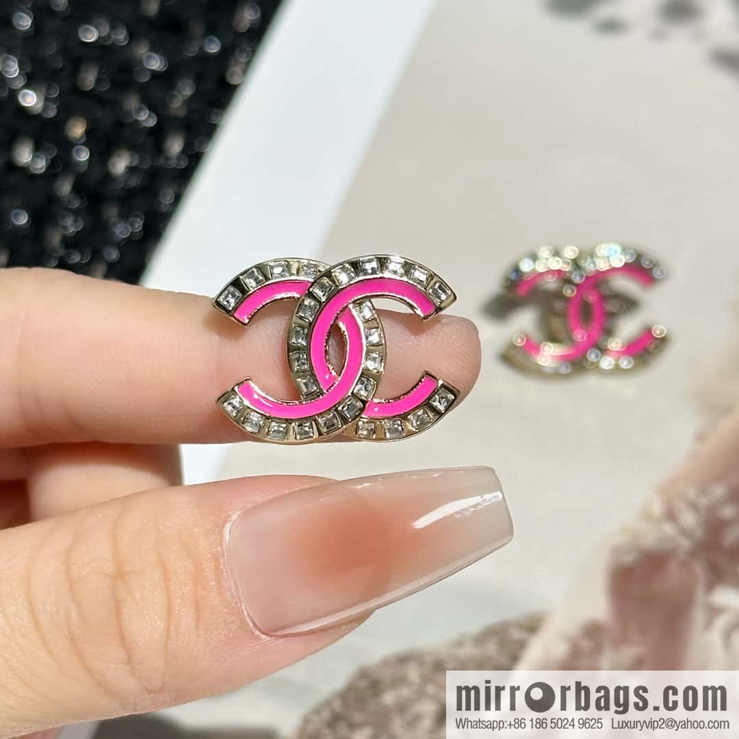 ☀️New ☑️ Chanel C1 double c oil drop square diamond stud earrings ☀️