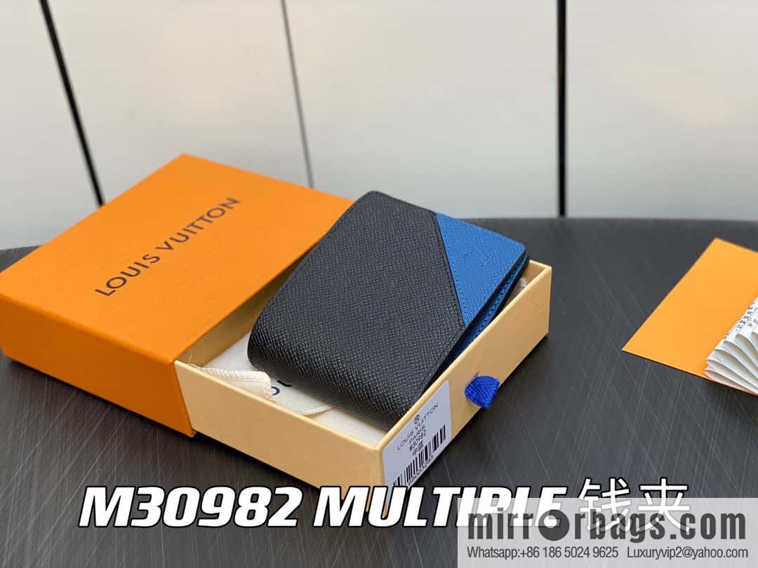 [Original order boutique] M30982 medium blue, full leather suit wallet series MULTIPLE wallet