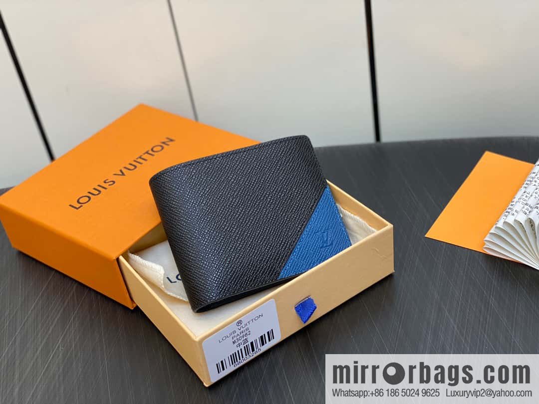 [Original order boutique] M30982 medium blue, full leather suit wallet series MULTIPLE wallet
