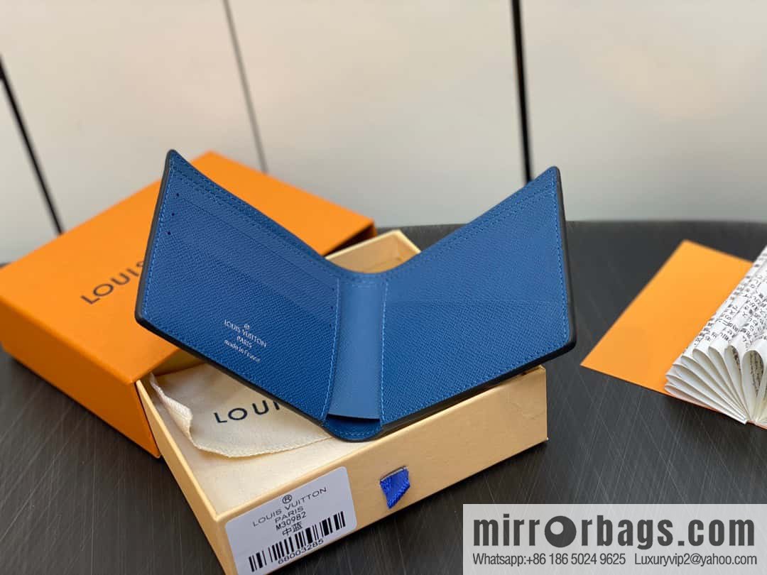[Original order boutique] M30982 medium blue, full leather suit wallet series MULTIPLE wallet