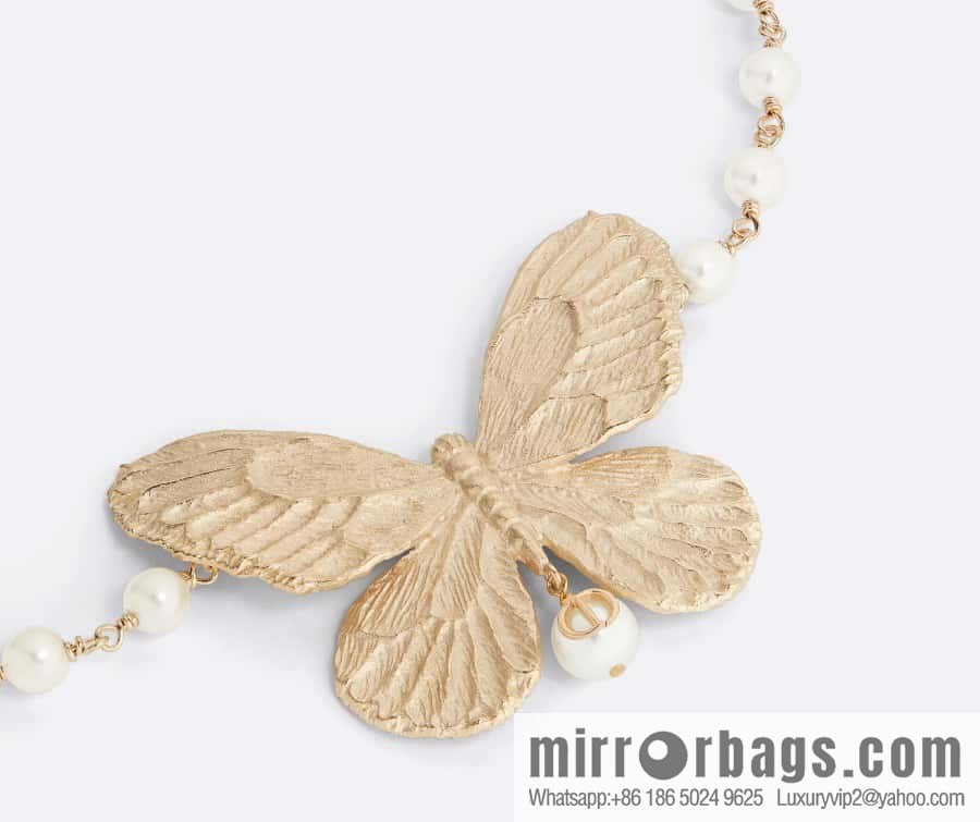 New ☑️ DIOR Dior Golden Butterfly Pearl CD Necklace
