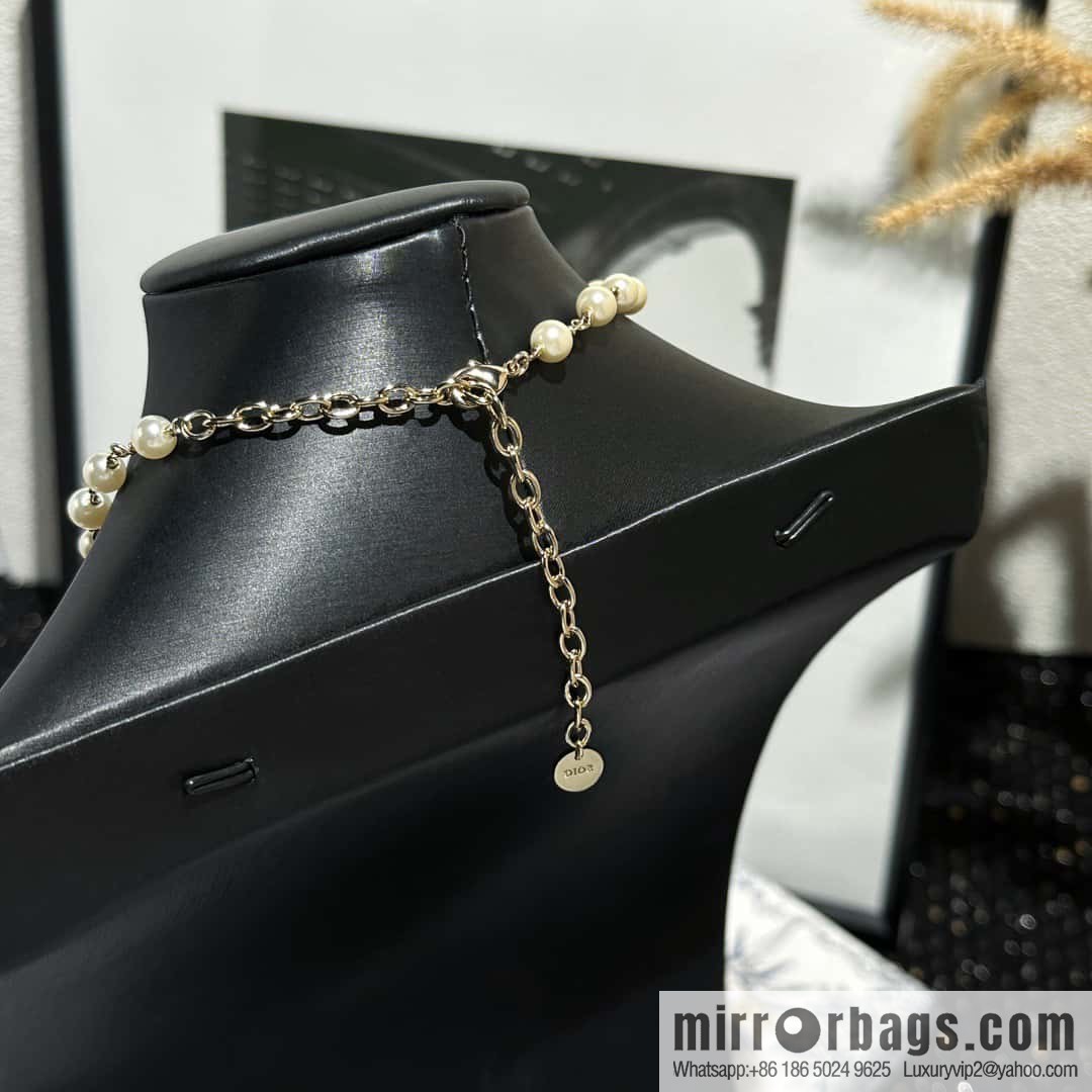 New ☑️ DIOR Dior Golden Butterfly Pearl CD Necklace