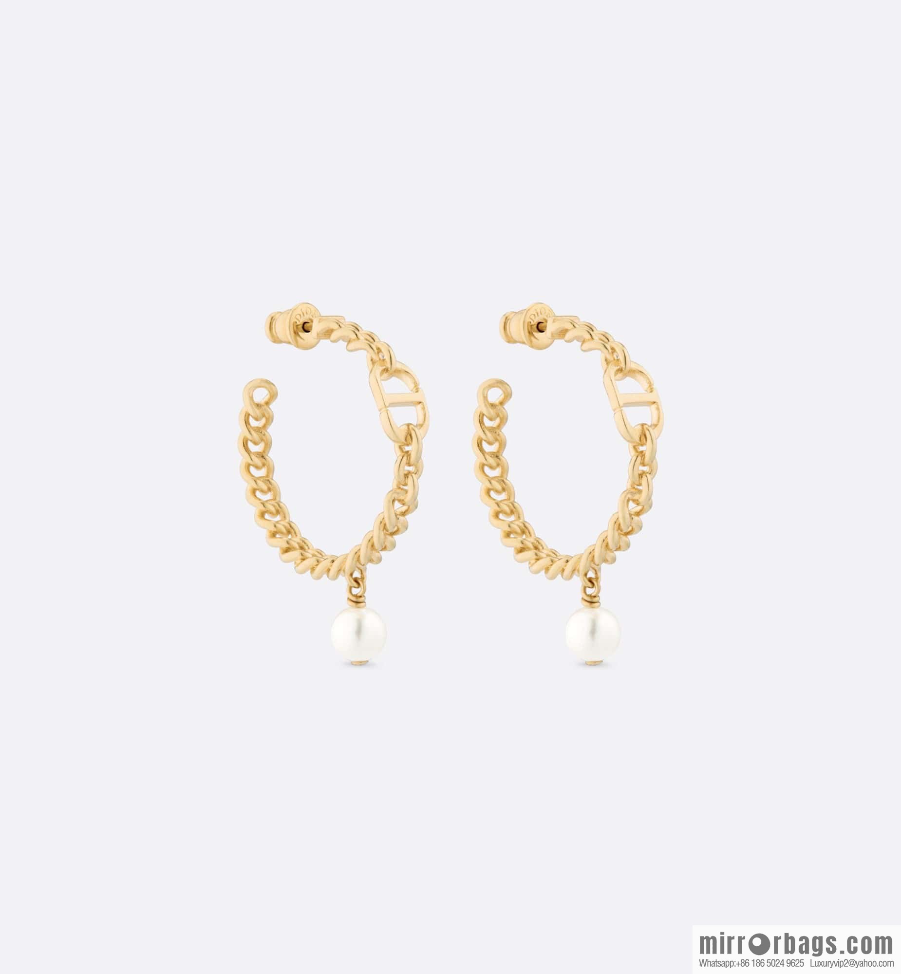 New ☑️ DIOR gold CD pearl stud earrings