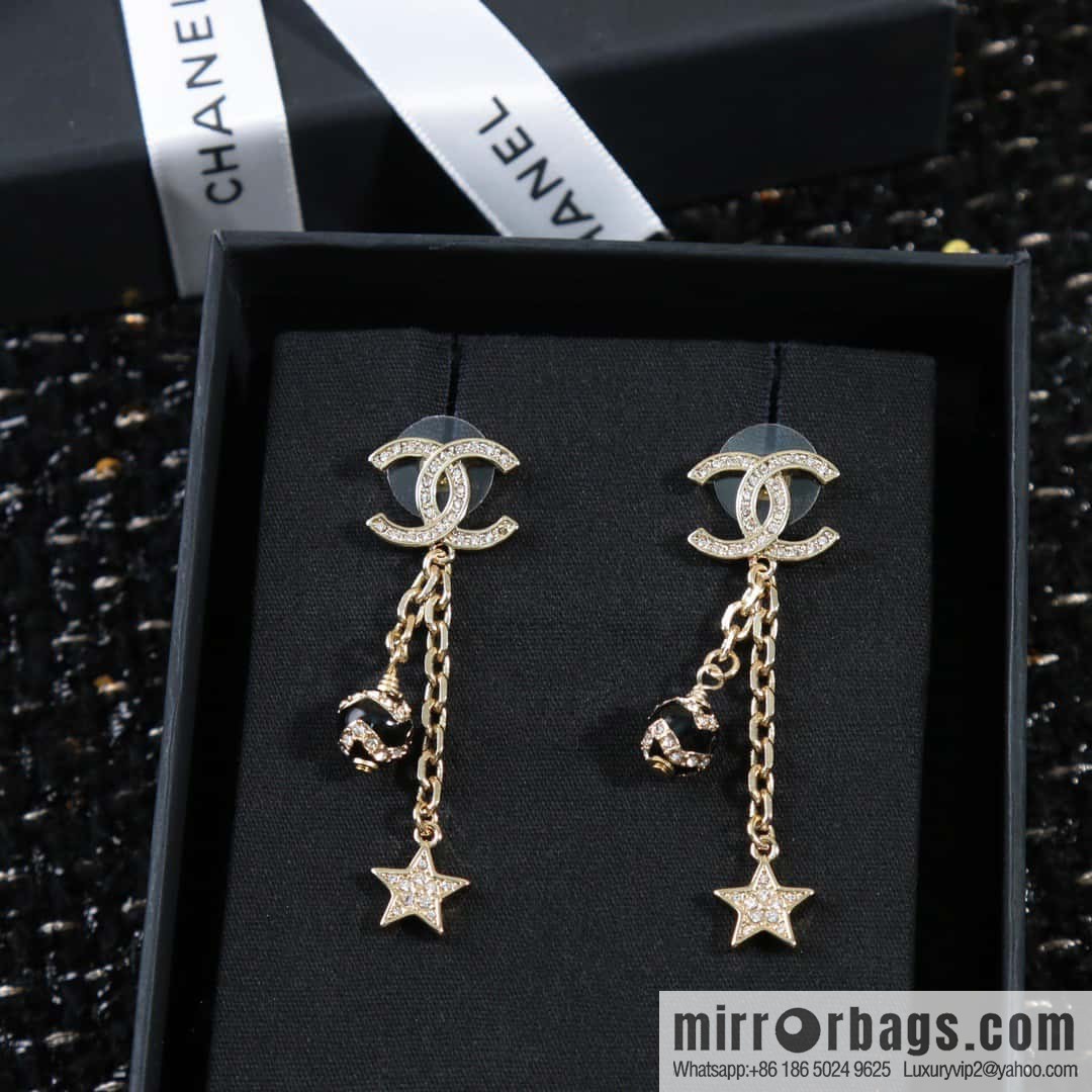 ☀️New ☑️ Chanel C3 double c pearl pentagram earrings ☀️