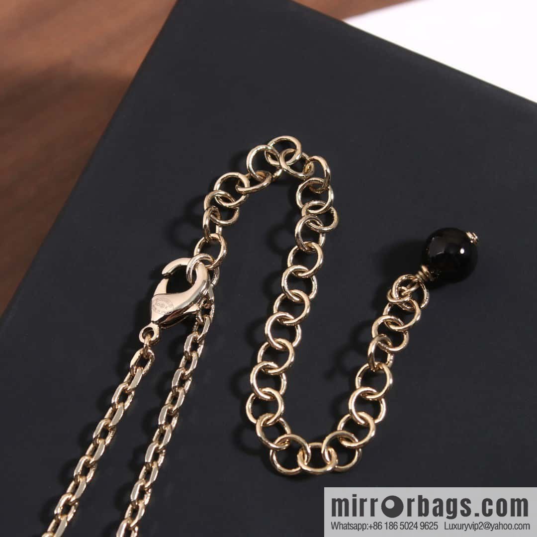 ☀️New ☑️ Chanel Double C Black Pearl Double Sweater Chain Necklace ☀️