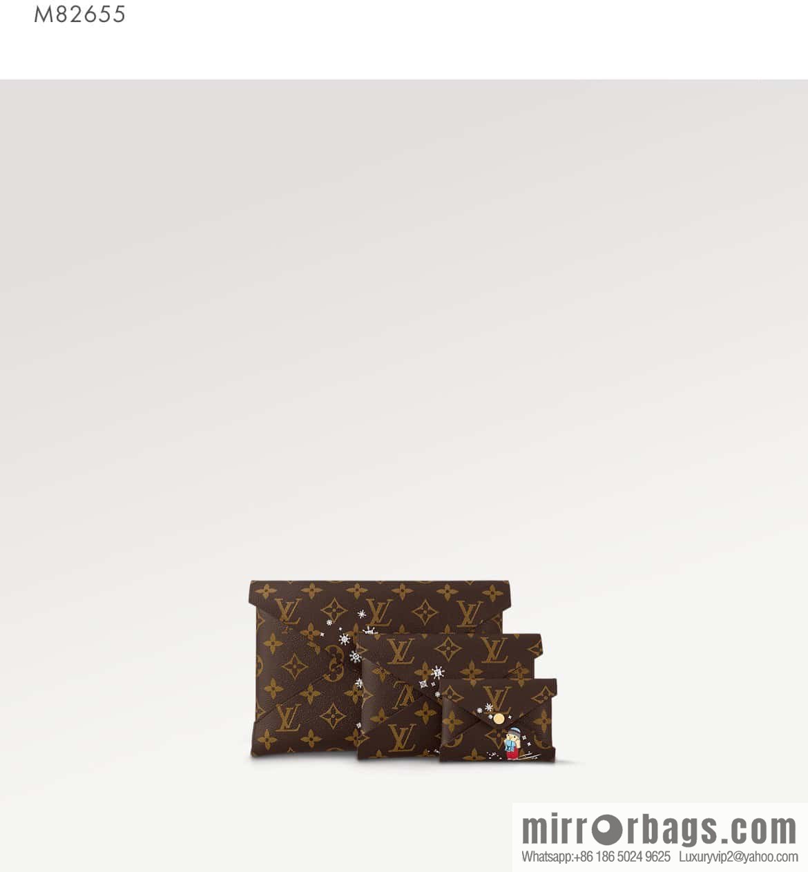 [Original order boutique] 2023 Christmas M82655 Christmas model, silk screen three-piece series Kirigami Pochette clutch bag
