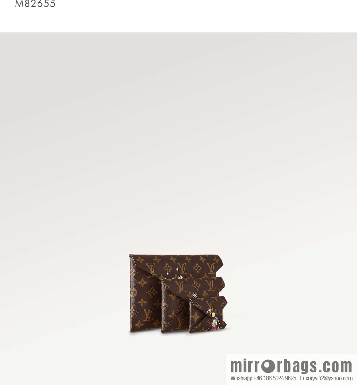 [Original order boutique] 2023 Christmas M82655 Christmas model, silk screen three-piece series Kirigami Pochette clutch bag