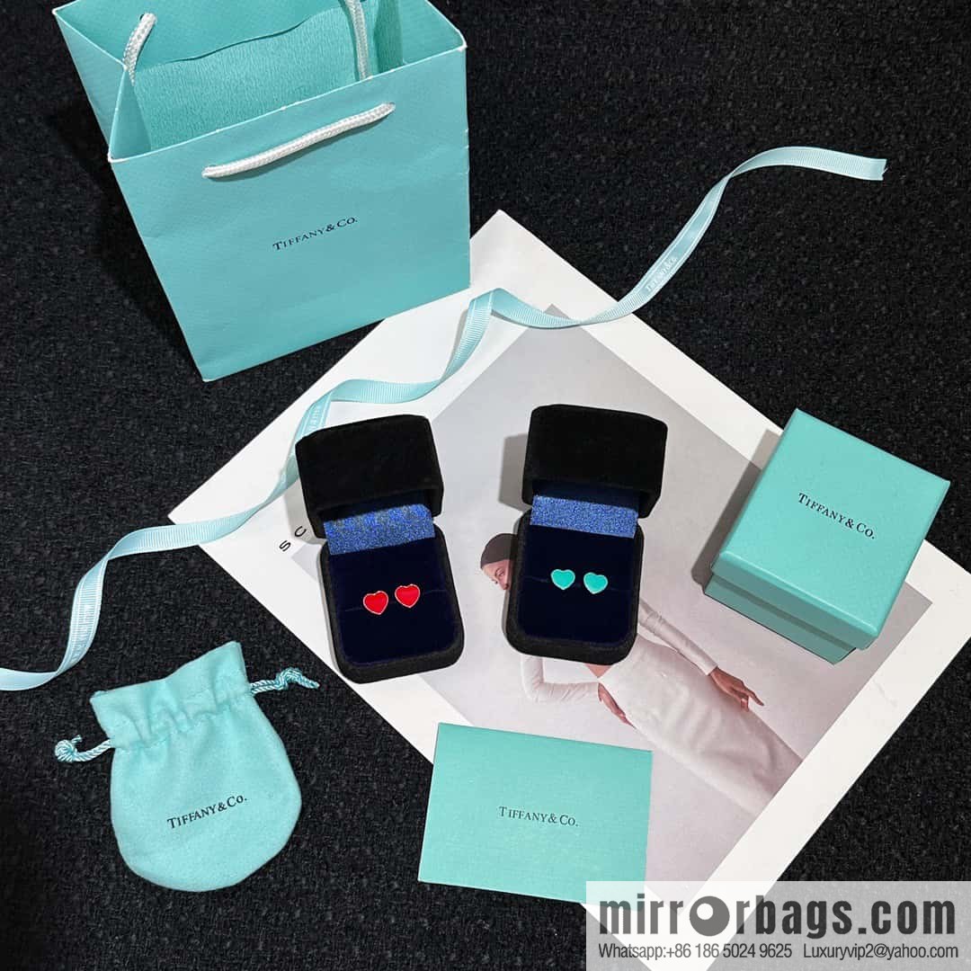 ❗️New ❗️ ☀ Tiffany & Co. Tiffany LOVE series red and blue love peach heart earrings ☀