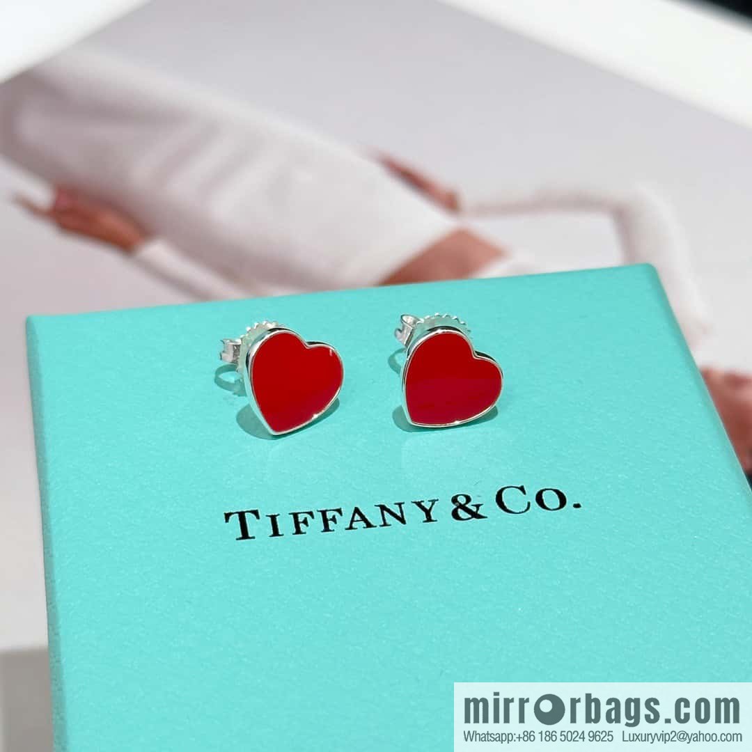 ❗️New ❗️ ☀ Tiffany & Co. Tiffany LOVE series red and blue love peach heart earrings ☀