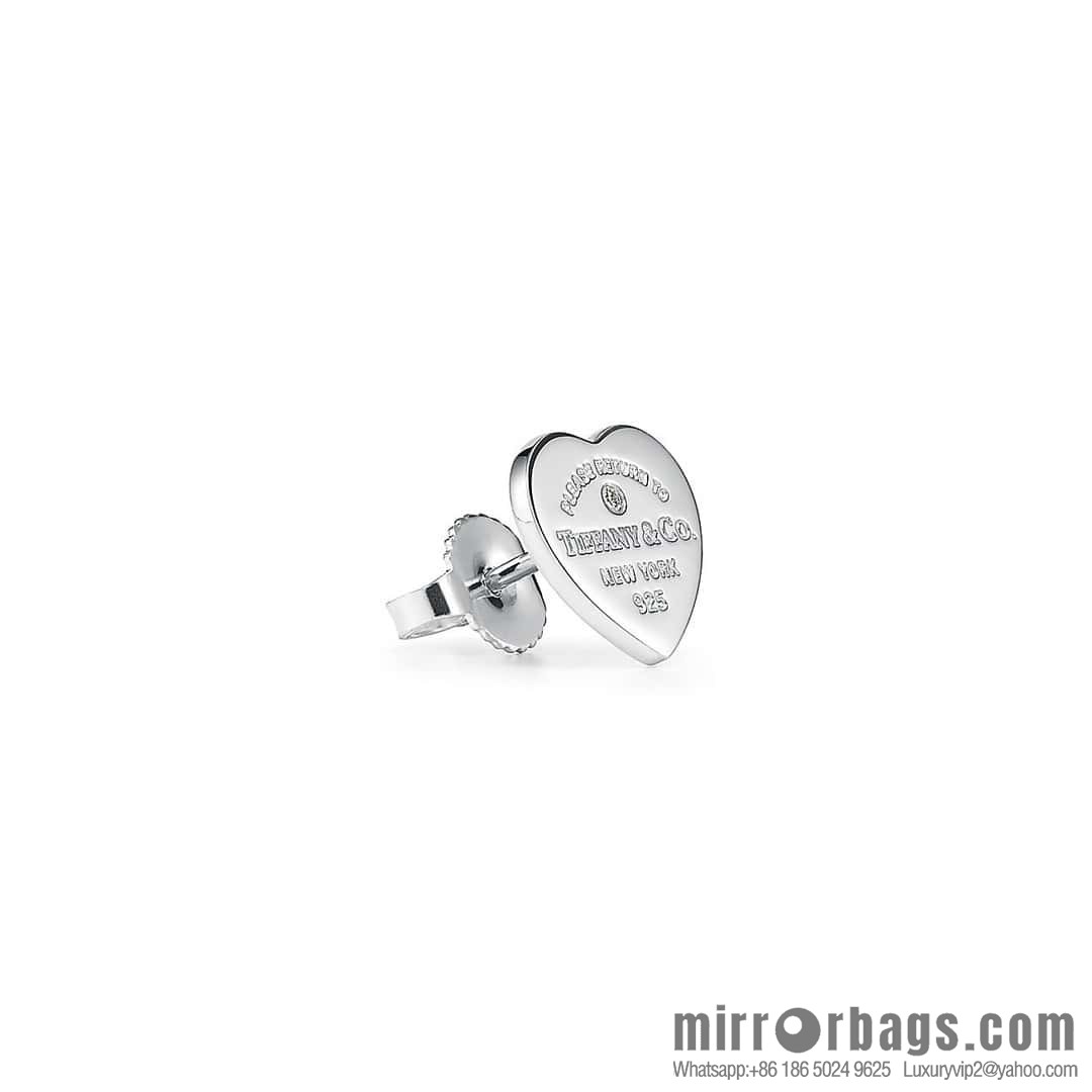 ❗️New ❗️ ☀ Tiffany & Co. Tiffany LOVE series silver glossy love peach heart stud earrings ☀