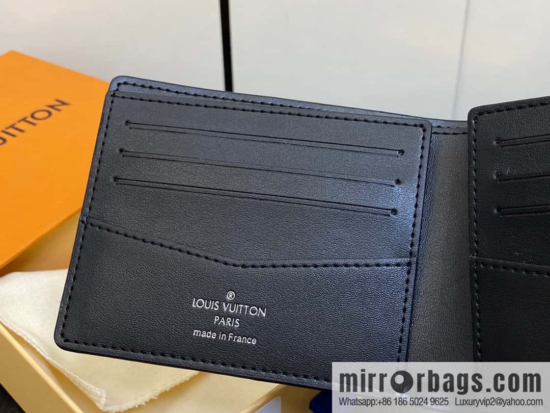 [Original single boutique] M82821 plaid full leather suit wallet series, autumn and winter new Slender short clip