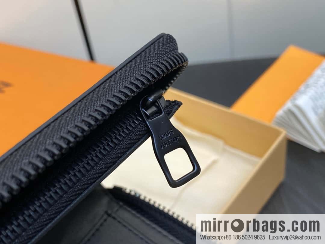 [Original single boutique] M82820 plaid full leather single zipper wallet series, autumn and winter new single pull Brazza wallet