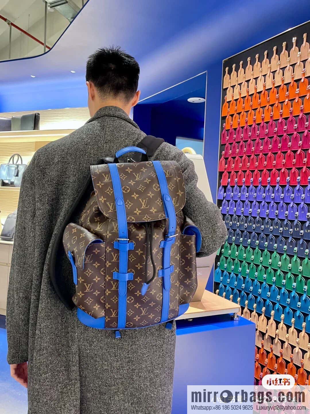 [Original single boutique] M46813 monogram blue backpack series CHRISTOPHER medium backpack