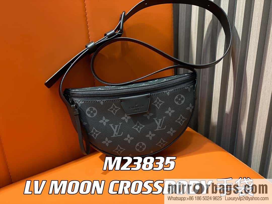 [Original order boutique] M23835 black flower, men's bag moon bag series, new LV MOON CROSSBODY handbag in autumn and winter
