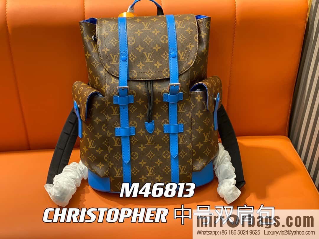[Original single boutique] M46813 monogram blue backpack series CHRISTOPHER medium backpack