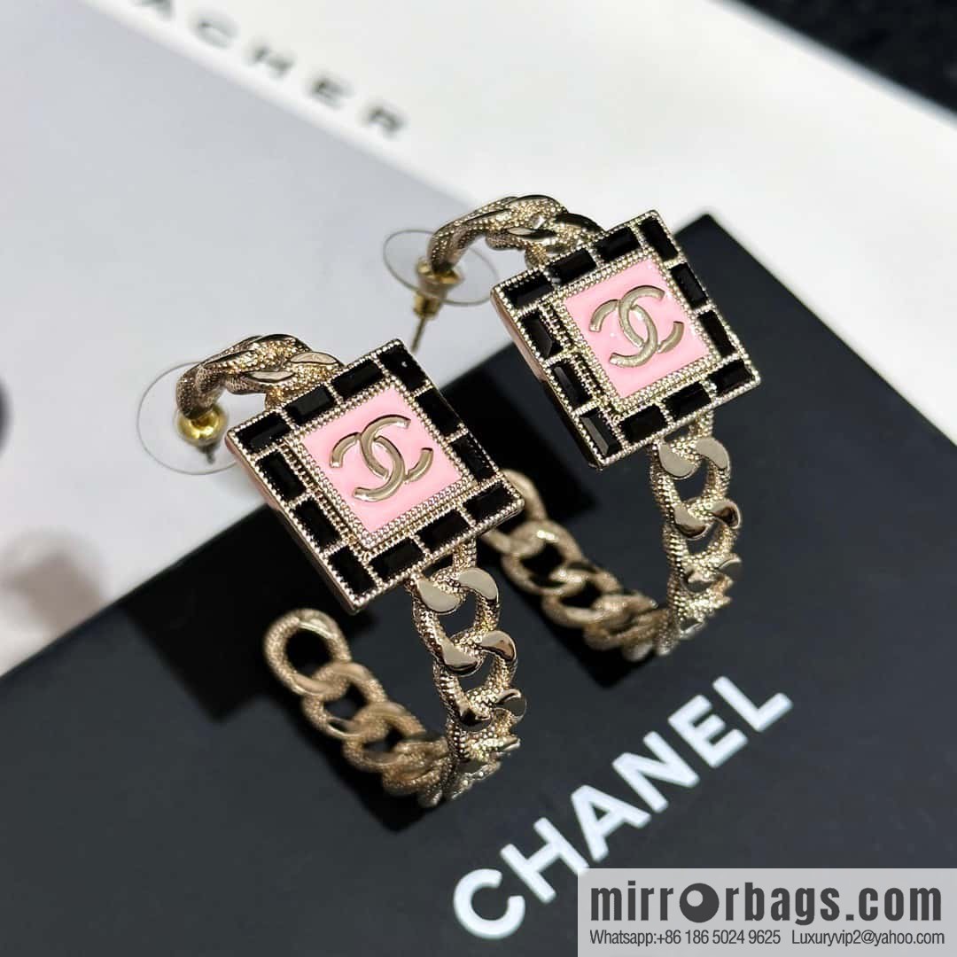 ❗️New ❗️☀️ New ☑️ Chanel Double C Square Oil Drip Semicircular Earrings Earrings ☀️
