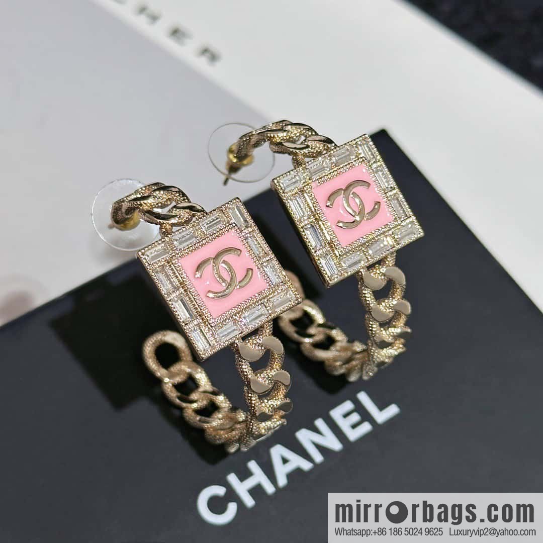❗️New ❗️☀️ New ☑️ Chanel Double C Square Oil Drip Semicircular Earrings Earrings ☀️