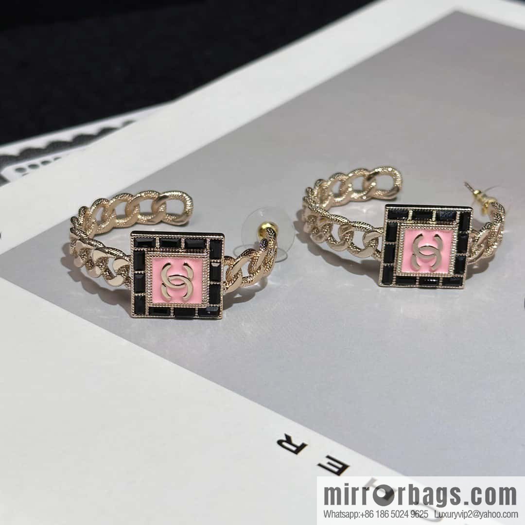 ❗️New ❗️☀️ New ☑️ Chanel Double C Square Oil Drip Semicircular Earrings Earrings ☀️