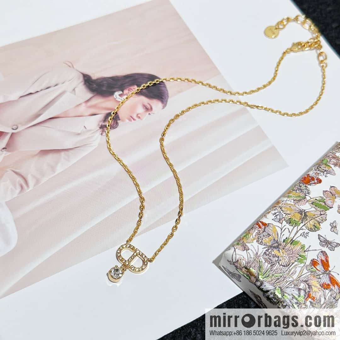 New ☑️ DIOR Dior full diamond CD necklace earrings stud earrings