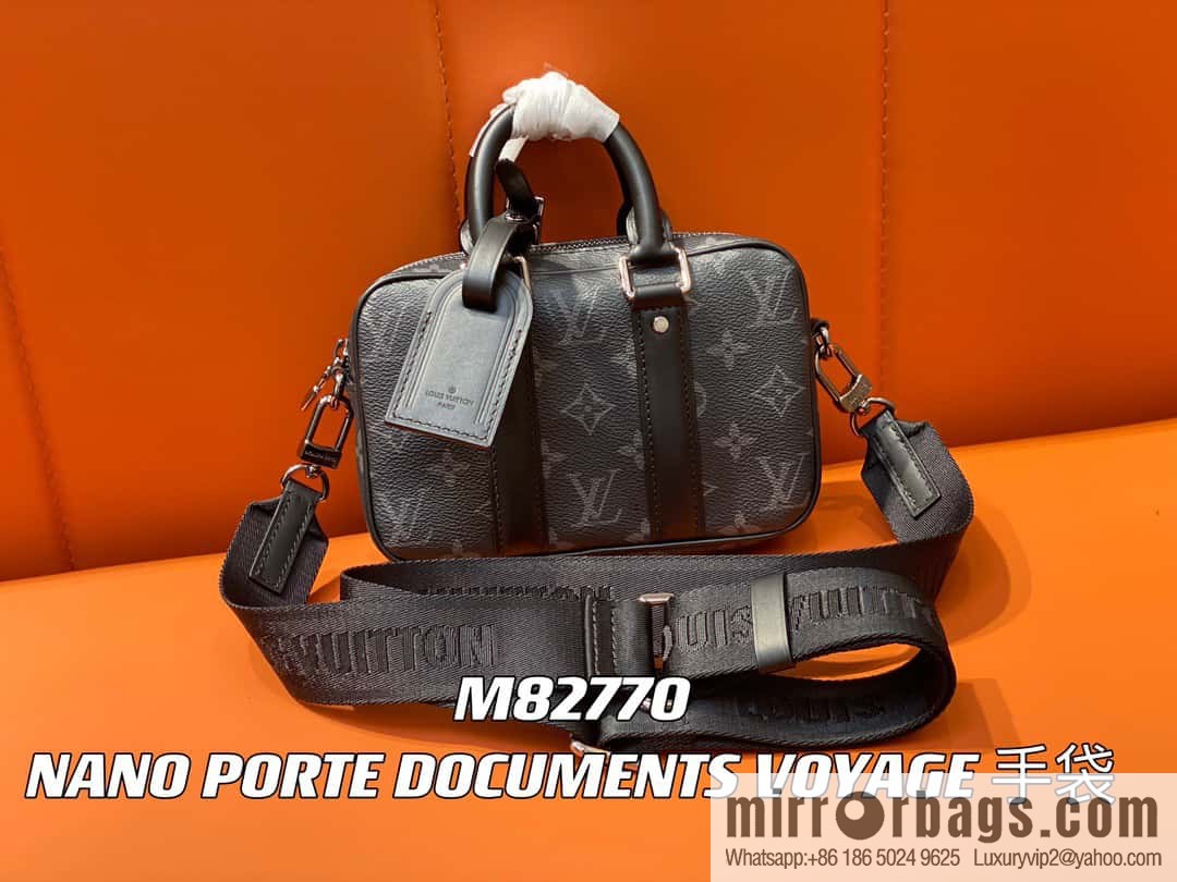 [Original order boutique] M82770 black flower mini men's bag briefcase series NANO PORTE DOCUMENTS VOYAGE handbag