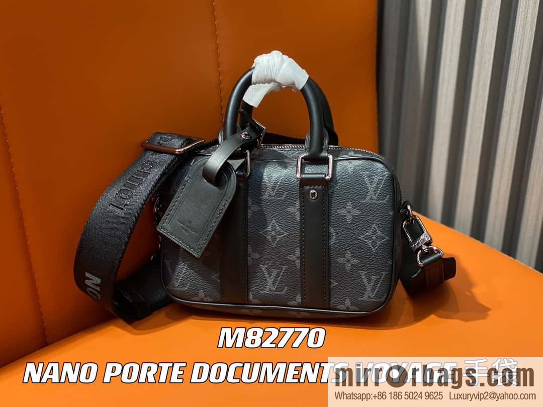 [Original order boutique] M82770 black flower mini men's bag briefcase series NANO PORTE DOCUMENTS VOYAGE handbag