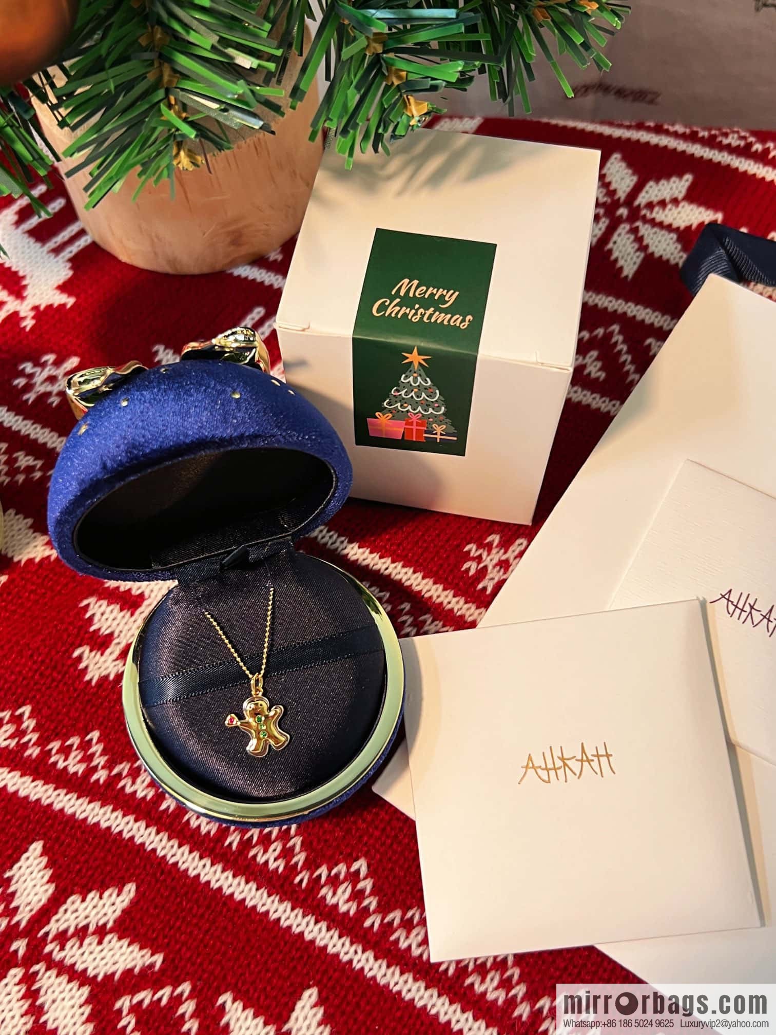 🎄Christmas gift 🎁 new ☑️ AHKAH bell 🔔 Christmas tree 🎄 gingerbread man necklace