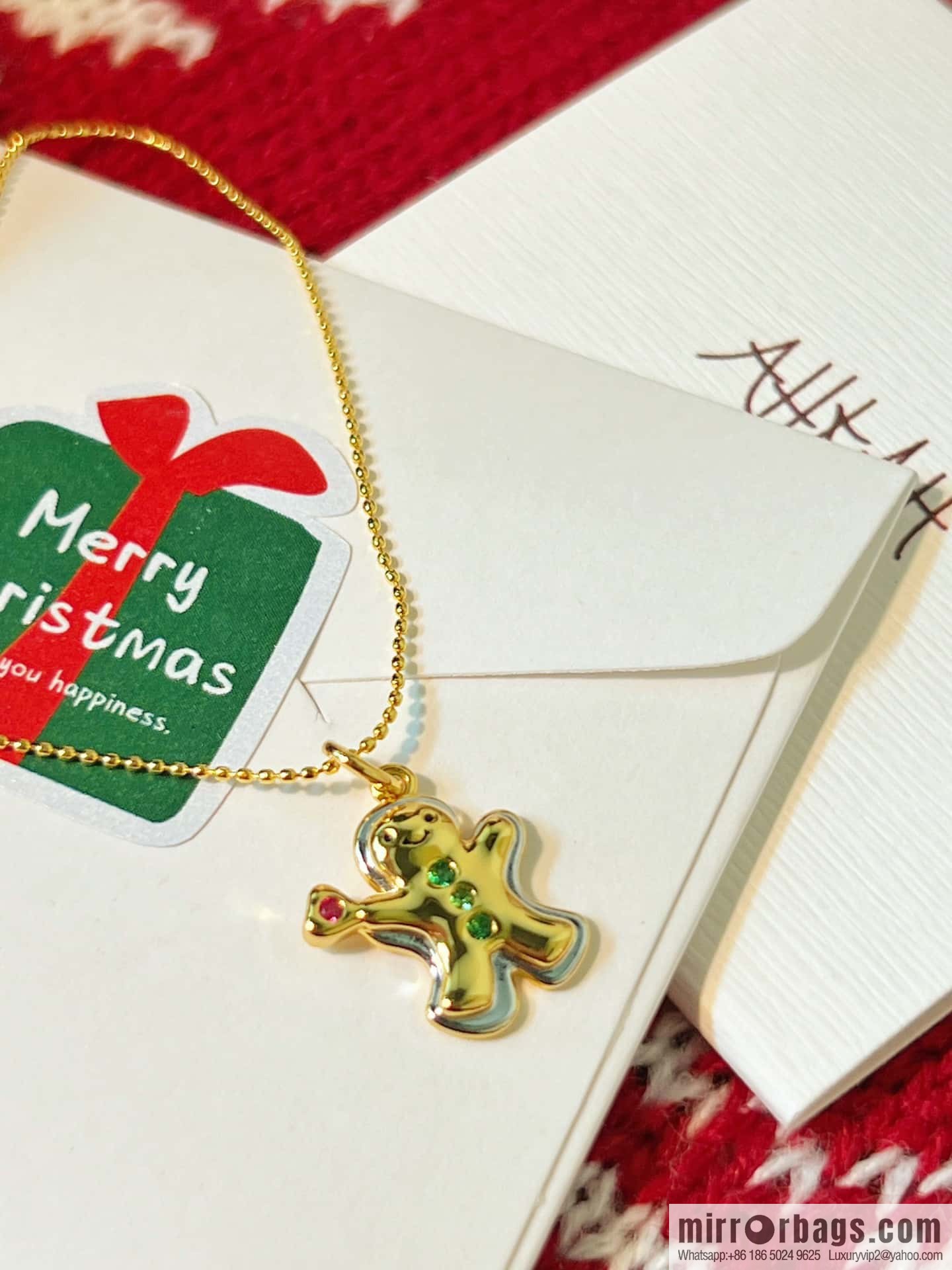 🎄Christmas gift 🎁 new ☑️ AHKAH bell 🔔 Christmas tree 🎄 gingerbread man necklace