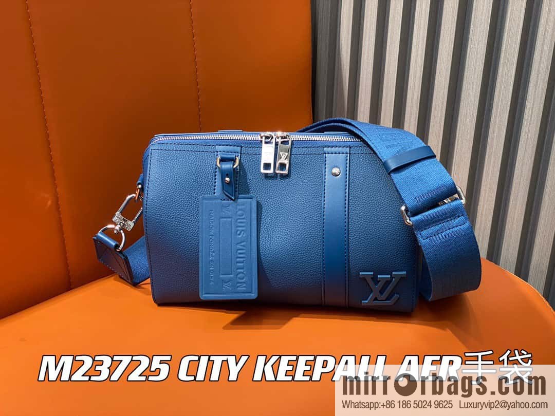 [Original order boutique] M23725 dark blue, full leather men's bag pillow bag series CITY KEEPALL AER handbag M22486 57082 M23725 City Keepall handbag