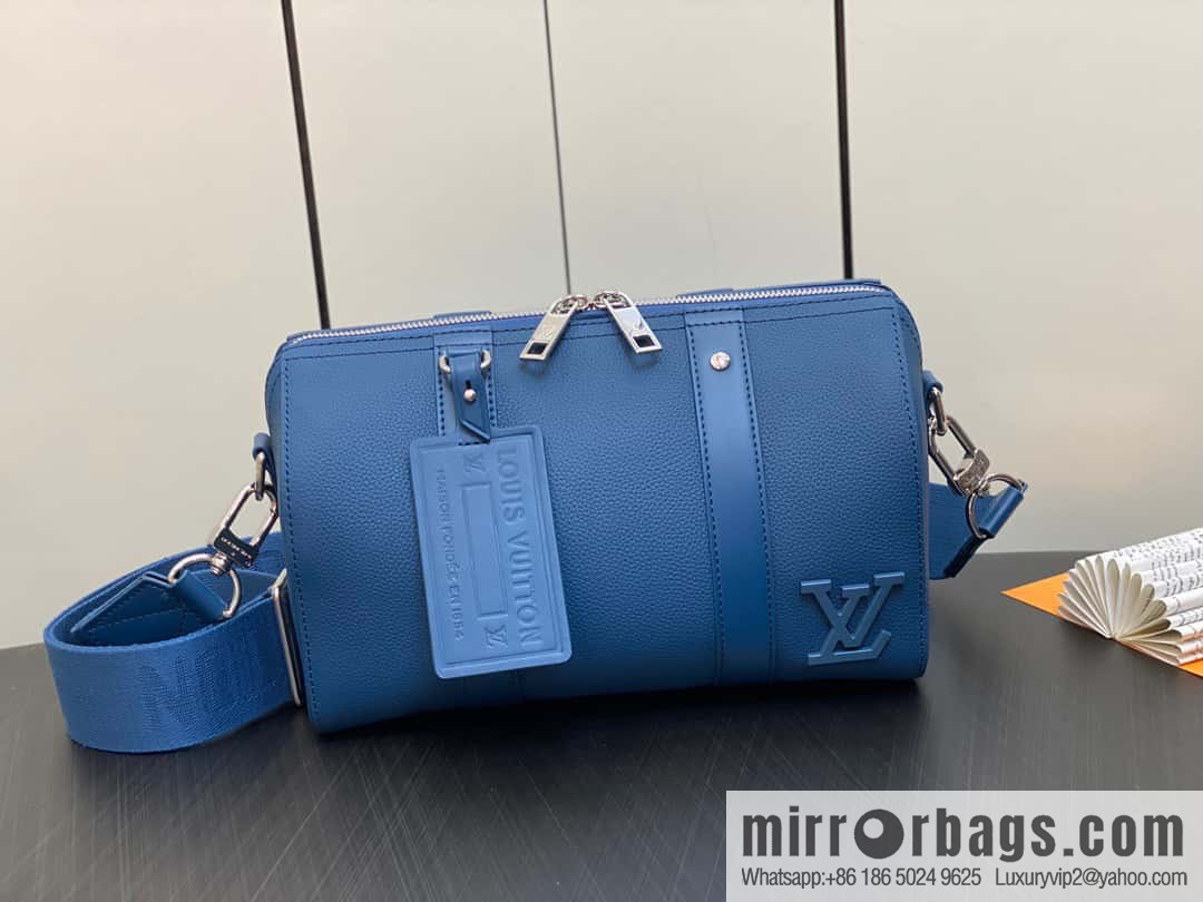 [Original order boutique] M23725 dark blue, full leather men's bag pillow bag series CITY KEEPALL AER handbag M22486 57082 M23725 City Keepall handbag