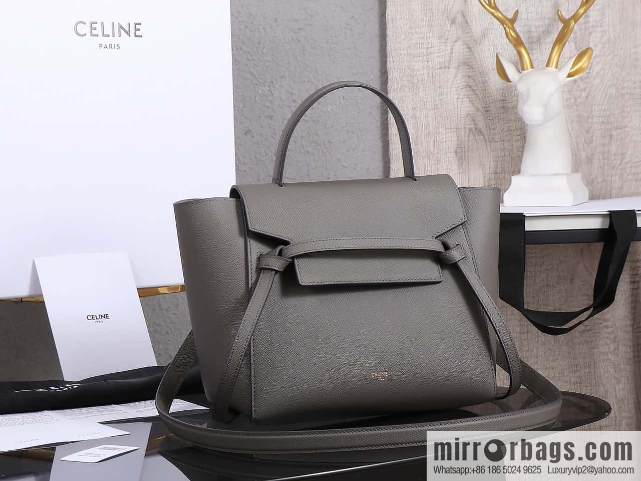 [Premium quality, original leather] CELINE BELT MICRO medium grained calfskin handbag 175520